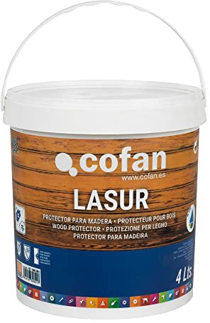 Cofan Lasur Protector al Agua para Madera | Incoloro con acabado Mate | Bote de 4 litros