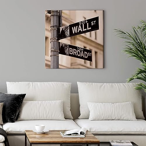 A.S. Création Leinwandbild New York Wallstreet - Kunstdruck beige schwarz - 50x50 cm Quadratisch - moderne Wanddekoration Schlafzimmer Wohnzimmer Küche - Bild auf Keilrahmen