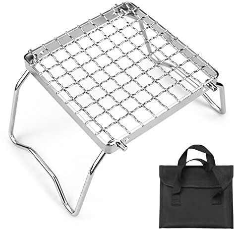 YIWENG Mini gril en acier inoxydable support de réchaud pliant barbecue gril support de pot de camping filet de barbecue support de bois de chauffage ultraléger support de grillage de barbecue cuisson