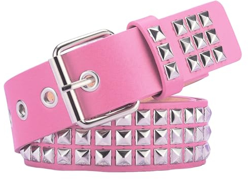 Cintura in stile punk Avantgarde con borchie quadrate, reggicalze regolabili, gonna per donne e ragazze, accessorio per scena gotica, design retrò nervoso, Colore: rosa., 110
