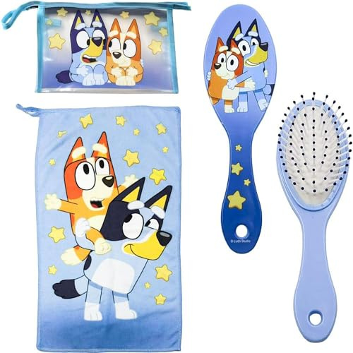 Necessär Resor Toalett Tillbehör Bluey med Kam, Handduk och Väska - Blå Toalett Necessär för Resor Skola