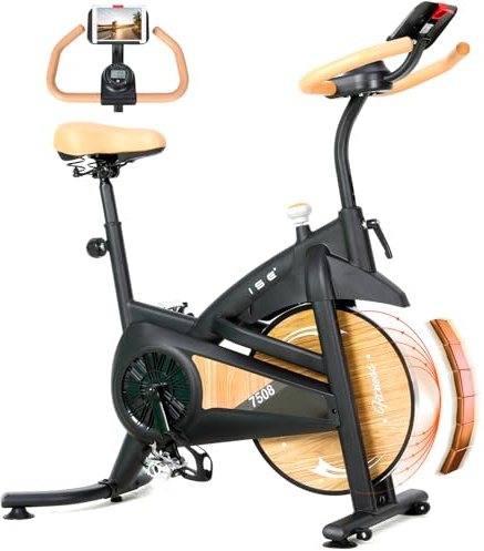 ISE Bicicleta Estática con Resistencia Magnética 8kg Volante,Bici Estatica con Pantalla LCD,Gran Soporte Para Tableta,Bicicletas Estaticas en Casa con Asiento Cómodo,Silencioso, Estabilidad,Max.130kg