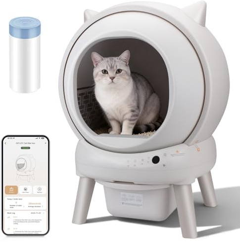 Katzenklo Selbstreinigend,73L Selbstreinigende katzentoilette mit App,Sicherheitssensoren(Anti-Pinch),Geruchsschutz,Gesundheitsmonitoring,Automatisches Katzenklo für Mehrere Katzen(Katzenstreumatte)