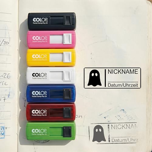 Dekolando Geocaching-stämpel spöke 35 x 13 mm – personlig fickstämpel – stämpel personlig för geocaching-utrustning, geocache loggbok och personlig namnstämpel