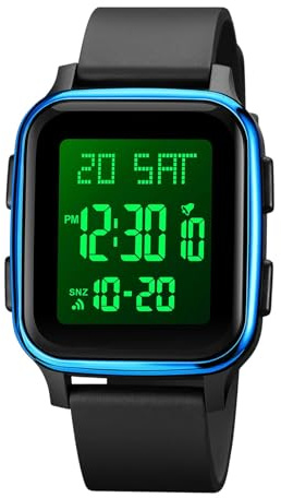 Genérico Reloj Deportivo Digital LED - Reloj De Pulsera Unisex Luminoso Resistente Al Agua | Cronómetro De Zona Horaria con Grande | De Viaje De Trabajo Diario Al Aire Libre