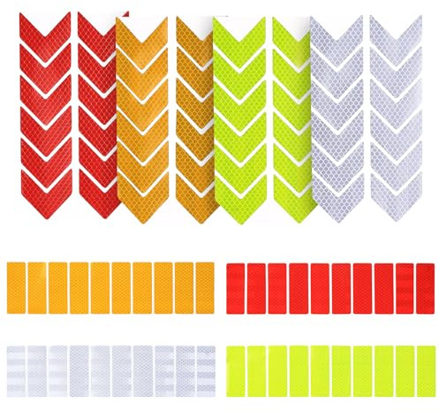 Zhujiehigh 88 Unidades Pegatinas Reflectantes Autoadhesivas | Cinta reflectante autoadhesiva de advertencia, 88 piezas, para cascos, bicicletas, motocicletas y automóviles.