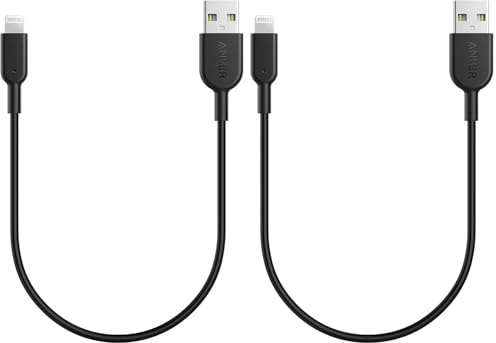 Anker cable iPhone, PowerLine II Câble Lightning vers USB résistant certifié MFi pour iPhone XS/XS Max/XR/X/8/8 Plus/SE/7/7 Plus/6s/6/6 Plus/5S/5/iPad Pro(Noir, 0,3m) (Lot de 2)
