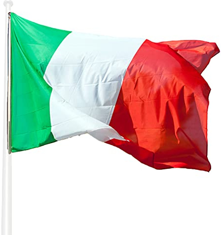 KliKil Bandiera Italia Tricolore -1 bandiera italiana in Poliestere Nautico Antivento, resistente alle intemperie 150x90 cm versione Premium 2021. Italian Flag giardino decorazioni
