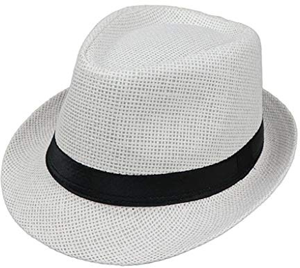 luosh Children Kids Summer Beach Straw Hat Jazz Panama Trilby Fedora Hat Gangster Cap Outdoor Breathable Hats Girls Boys Sunhat