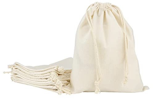 IDEA HOME Baumwolle Kleine Beutel mit Kordelzug 10 Stück - Baumwollsäckchen 25 x 30 cm - Geschenktüten Baumwoll Säckchen Klein - Baumwollbeutel für Schmuck, Hochzeit, Weihnachten