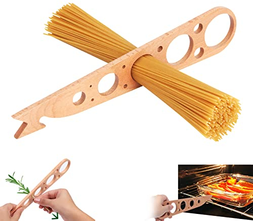 3 in 1 Wooden Spaghetti Pasta Measurer Tool,Wood Herb Stripper and Oven Rack Push Pull Tool Kitchen Gadgets Cooking Tool Small Kitchen Appliances