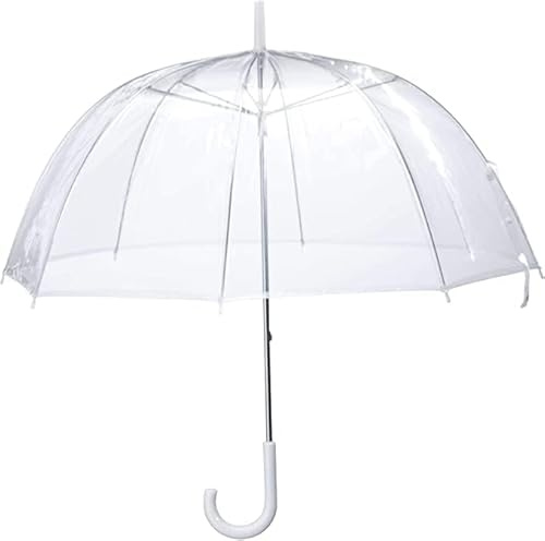 Parapluie Transparent Ouvrage Automatique, Cloche Mariage Photo, Poignée Crochet Dôme 8 Côtes