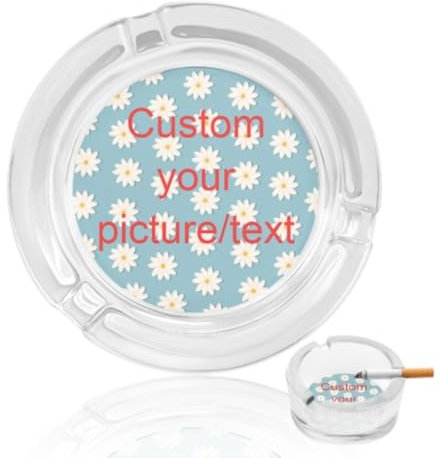 Cendrier En Verre Personnalisé,Photo/Texte Personnalisé Cendrier Rond Mode Personnalité Créative Cadeau Européen Bureau À Domicile Café Hôtel Ornements Cendrier,Image,8.5Cm