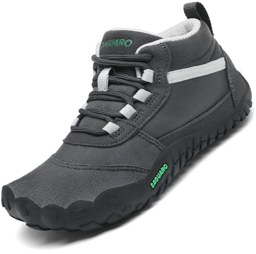 SAGUARO Kinder Barfußschuhe Jungen Leichtigkeit Trekking-Wanderschuhe Mädchen Outdoor Fitnessschuhe Graphitgrau Gr.30