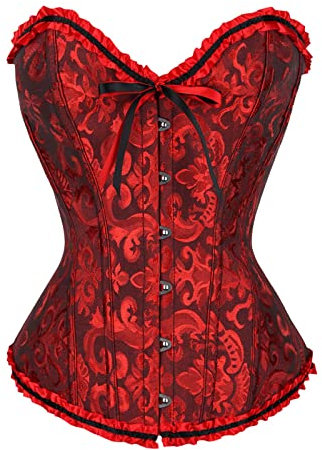 Damen Spitzenkorsett Satin Korsett Schnittgürtel Taille Trainer Brenner Decree Tops für Frauen, Schwarz , S