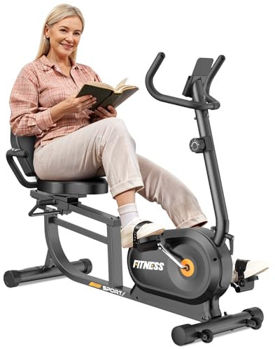 Dskeuzeew Liegeergometer für Zuhause mit 8 verstellbaren Widerstandsstufen ergometer heimtrainer LCD-Display, Herzfrequenzsensoren und verstellbarer Rückenlehne 180 kg Belastbar