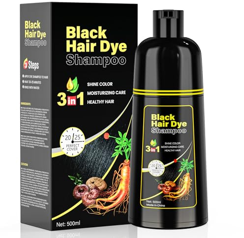 black hair dye shampoo Champú de tinte para el cabello negro champú de tinte para el cabello triple en uno para hombres y mujeres, que puede cubrir el pelo blanco de inmediato, la hierba es natural