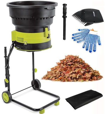 2500w Broyeur à Feuilles électrique Broyeur De Compost Broyeur De Branches Hachoir à Feuilles Broyeur De Feuilles De Jardin,Diamètre De L'entonnoir 54 Cm Pour Nettoyage Cour,noPowercord