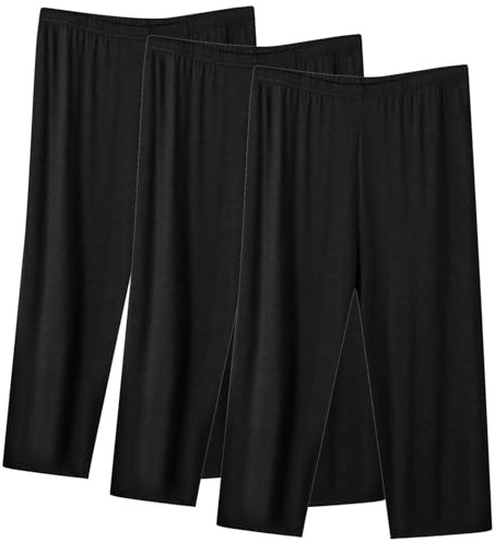 3 Pack Pantaloni Capri Donna Estiv Offerta Bassi, 3/4 Pantalone Sportivi Donna Larghi Pantaloncini con Elastico Vita Pinocchietti Tinta Unita Pigiama Pants Morbidi e Confortevoli Leggins per Casa