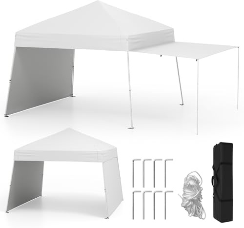 COSTWAY Paviljong 3 x 4 m, pop-up hopfällbar paviljong med 2 konverterbara markissiddelar, trädgårdspaviljong, UV-skydd, 50 höj- och höjdjusterbar, trädgårdstält, festtält inkl. 8 pinnar och 4