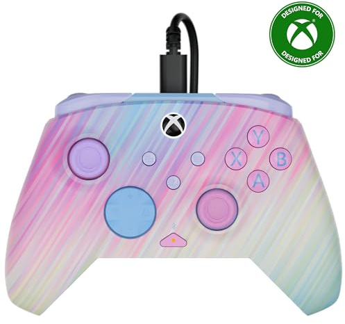 Turtle Beach Rematch Advanced Cotton Candy Manette de jeu filaire - Licence Xbox Series XS, Xbox One et PC avec Phosphorescent, Boutons Programmables, Gâchettes, commandes audio et câble de 2.5 m