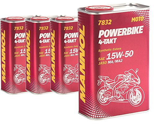 4 x 1L, MANNOL 7832 4-Takt Powerbike/SAE 15W-50 JASO MA2 API SM Synthetik Motorradöl