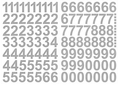 Leicht anzubringende Zahlen Aufkleber 4cm in silber glänzend - 101 HOCHWERTIGE KLEBEZAHLEN - selbstklebende Ziffern und Nummern 0-9 - Wasser und wetterfest ideal für den Außenbereich