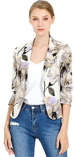 Allegra K Kvinnors öppen front kontor arbete business crop suit blazer | Öppen framsida, elegant elegant topp, överdrag för aftonklänningar