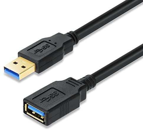 XBOHJOE USB 3.0 Extension Cable 6m High Speed 3.0 USB Extender Cord Type A Male to Female Data Transfer 5Gbps for Mouse USB3 Extender Cable (1, Black, 6M)
