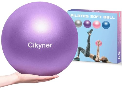 Cikyner Pelota Pilates Blanda, Pelota de Ejercicio pequeña 23-25cm Mini Pelota de Gimnasia con Pajita Inflable Adecuado para Pilates, Yoga, Entrenamiento de Cuerpo Completo y Mejora del Equilibrio