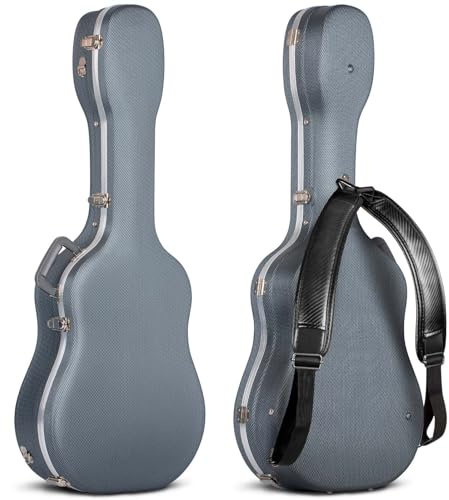 CAHAYA Acoustic Guitar Case ABS Waterproof Hard Case 41 Inch Gig Bag 0.6 Inch Thick Padding for Acoustic Classical Guitars, Navy CY0247