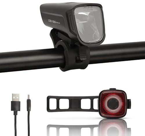 LED Premium Fahrradlicht - Set Akku - 100/75/50 LUX - Fahrradlampe USB wiederaufladbares Front- / Rücklicht, IPX5 Wasserdicht StVZO zugelassen Schwarz