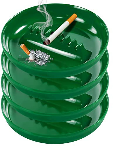Grovind Kunststoff-Aschenbecher für Zigaretten und Zigarren, für drinnen und draußen, große Tisch-Aschenbecher, Dekoration für Zuhause, Büro, Restaurant, Terrasse, Bar, 4 Stück (grün)