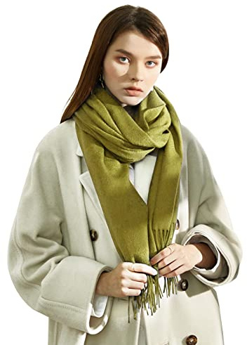 LumiSyne Hiver Senior Écharpe En Cachemire Pour Femme Couleur Unie Classique Écharpe En Laine Avec Frange Doux Longue Écharpe Pashmina Chaud Châle Etoles