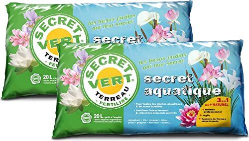 Secret Vert Terreau Bio pour Plantes Aquatiques 20L (Lot de 2)