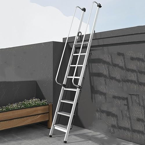 HJDSUDU Scaletta con corrimano, Scale mansardate Leggere Scale telescopiche Scale di prolunga Sgabelli a gradini, per Cucina Domestica Dispensa Ufficio,9 Steps