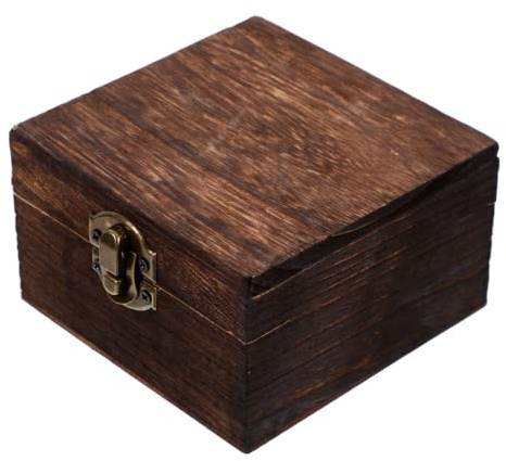 Garneck Wood Jewellery Box with Lid Small Wooden Trinket Box for Rings Earrings Keys and Accessories Desktop Jewellery Storage Case 3.94 X 3.94 X 2.36 in 1 pc
