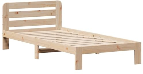 vidaXL Cadre de Lit Simple Sans Matelas 90x200 cm en Bois de Pin Massif - Meuble de Chambre à Coucher, Sommier à Panneaux