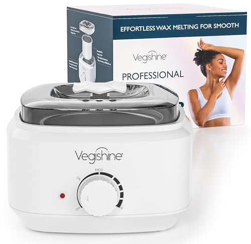 Wax Pot, VEGISHINE Professional Wax Heater with 600ml Removable Aluminum Pot, Temperature-adjustable Wax Warmer for Hair Removal Wax (White)