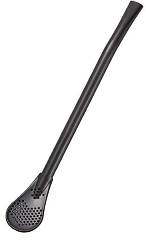 Cucchiaio di paglia in acciaio inox, riutilizzabili, con doppio filtro, design liscio e piatto