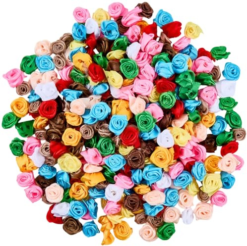 SOFPLATE 300 pz Mini Testa di Rosa Fiori Artificiali Sfusi Piccoli Fiori di Seta 15mm Minuscoli Fiori Finti In Tessuto Rosette Applique Abbellimento per Matrimoni Confezioni Regalo Festa Festival Arre