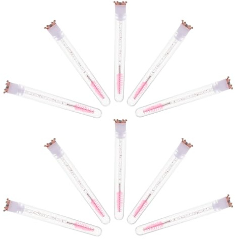 PENIKOKO 10 St Ögonfransborstar med Rör Påfyllningsbara Mascaraborstar med Glitterkrona och Rosa Kristallhandtag Hygieniska och Bärbara Stylingborstar för Fransar för Party och Hem