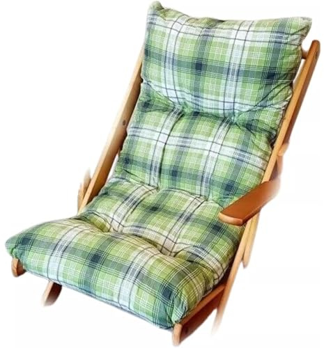 Fiore Design Cuscino di Ricambio Originale per Sedia Sdraio Relax – 100% Cotone Traspirante, Antimacchia, Lavabile, Comfort Elevato per Interni ed Esterni (Verde a quadri)