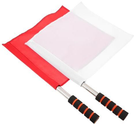 DIYEAH Set 2 Bandiere Arbitrali da Segnalazione Manico Antiscivolo in Schiuma, Bandiera Dell'arbitro per Partite Sportive e Eventi All’aperto, Colori Brillanti Rosso e Bianco, Leggere