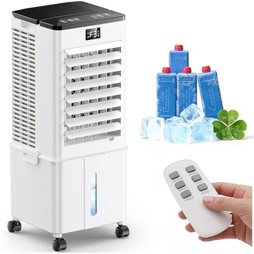Condizionatore Portatile senza tubo 10L Migliorato, Raffrescatore d'Aria 4 in 1, 3 Velocità, Timer 1-12h, 3 Modalità, Telecomando, Oscillazione 60°, per Camper, Casa, Ufficio(Bianco elegante)