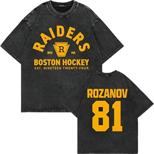 Générique Heated Rivalry Merch T-Shirt Rozanov 81 Hollander 24 – Imprimé Sport Maillot de Hockey Style Rétro Délavé, Manches Courtes, Article pour Les Fans de Sport