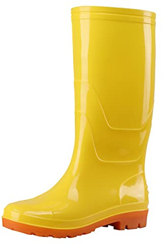 Bottes de pluie jaunes pour homme et femme - Hautes antidérapantes - Bottes de pluie à tige longue - Bottes en caoutchouc imperméables - Bottes hautes - Bottes de trekking - Bottes de pêche - Bottes