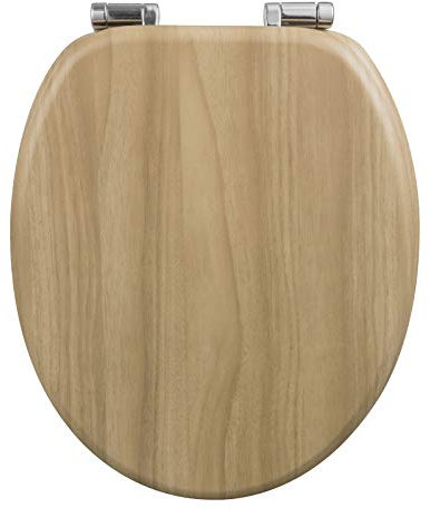 WOLTU Wooden Toilet Seat, Soft Close WC Seat with Strong Hinge Ideal for Standard Toilet Bright Oak