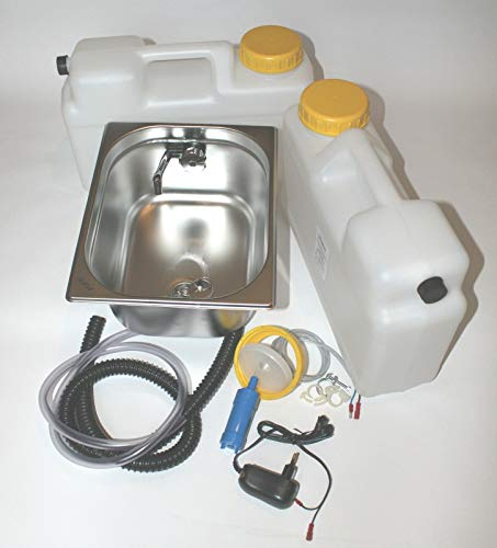 230 Volt Wasserversorgung Miniküche Küchenblock Reiseküche Wohnmobil Bus VW T3 T4 T5 325x265x200 mm Integriert mit Wasserhahn Novo Chrom(ad-ideen)