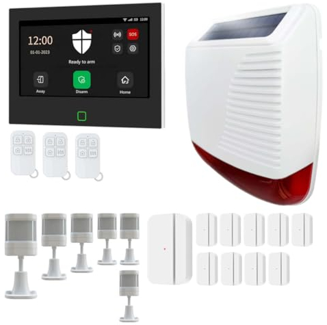 ALLARME CASA WIRELESS Sistema di allarme senza fili Antifurto casa wireless con sirena esterna solare Wi-Fi 4G GSM